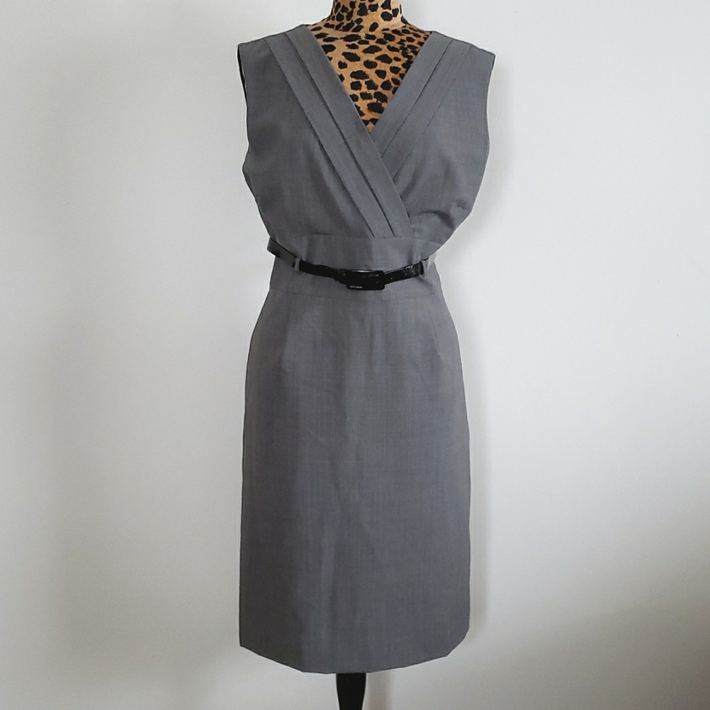 ALEX MARIE Belted V-Neck Career Dress